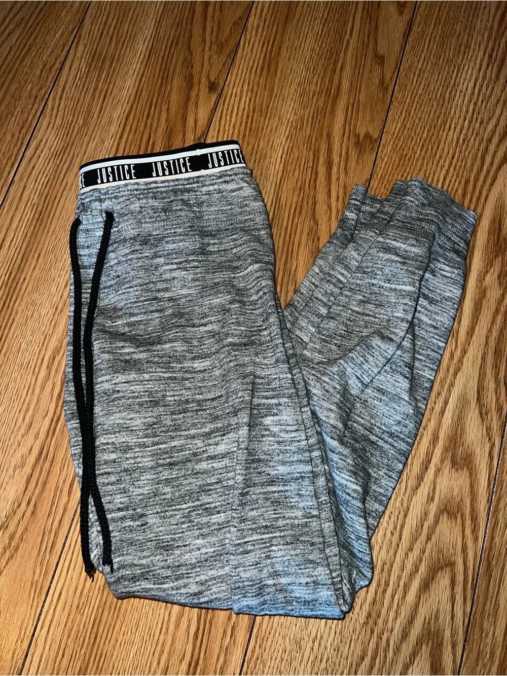 Justice Gray Marled Jogger Pants with Black Trim